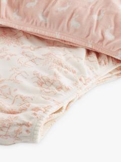 The Little Tailor Woodland Print Fitted Jersey Cot Sheet, Pack of 2, Pink