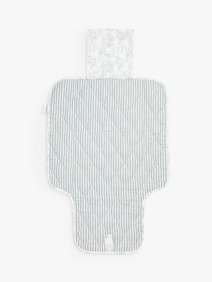 The Little Tailor Baby Woodland & Ticking Stripe Travel Changing Mat, Sky Blue, Blue Woodland