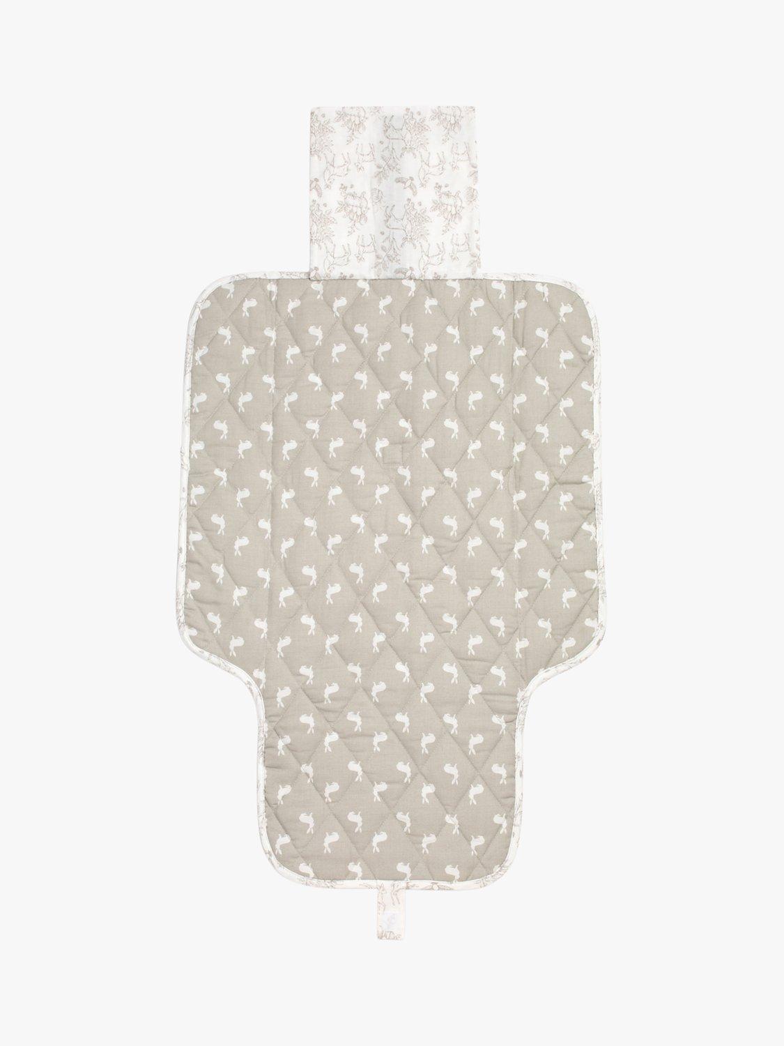The Little Tailor Baby Woodland & Fawn Hare Travel Changing Mat, White