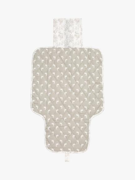 The Little Tailor Baby Woodland & Fawn Hare Travel Changing Mat, White, White Woodland