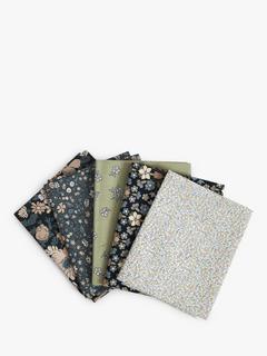 Liberty Fabrics Flower Show Fat Quarters, Pack of 5, Pebble Dark