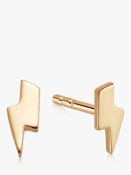 Daisy London Lightning Bolt Stud Earrings, Gold, Gold