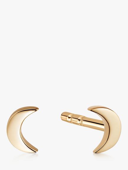 Daisy London Crescent Moon Stud Earrings, Gold, Gold