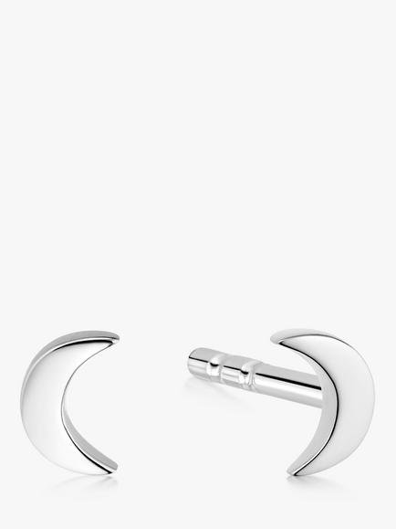 Daisy London Crescent Moon Stud Earrings, Silver, Silver