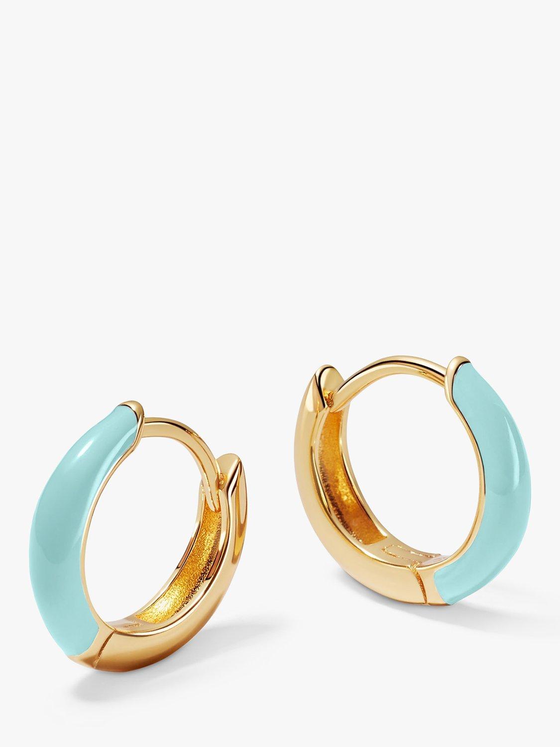 Daisy London Enamel Colour Pop Huggie Hoop Earrings, Gold/Turquoise