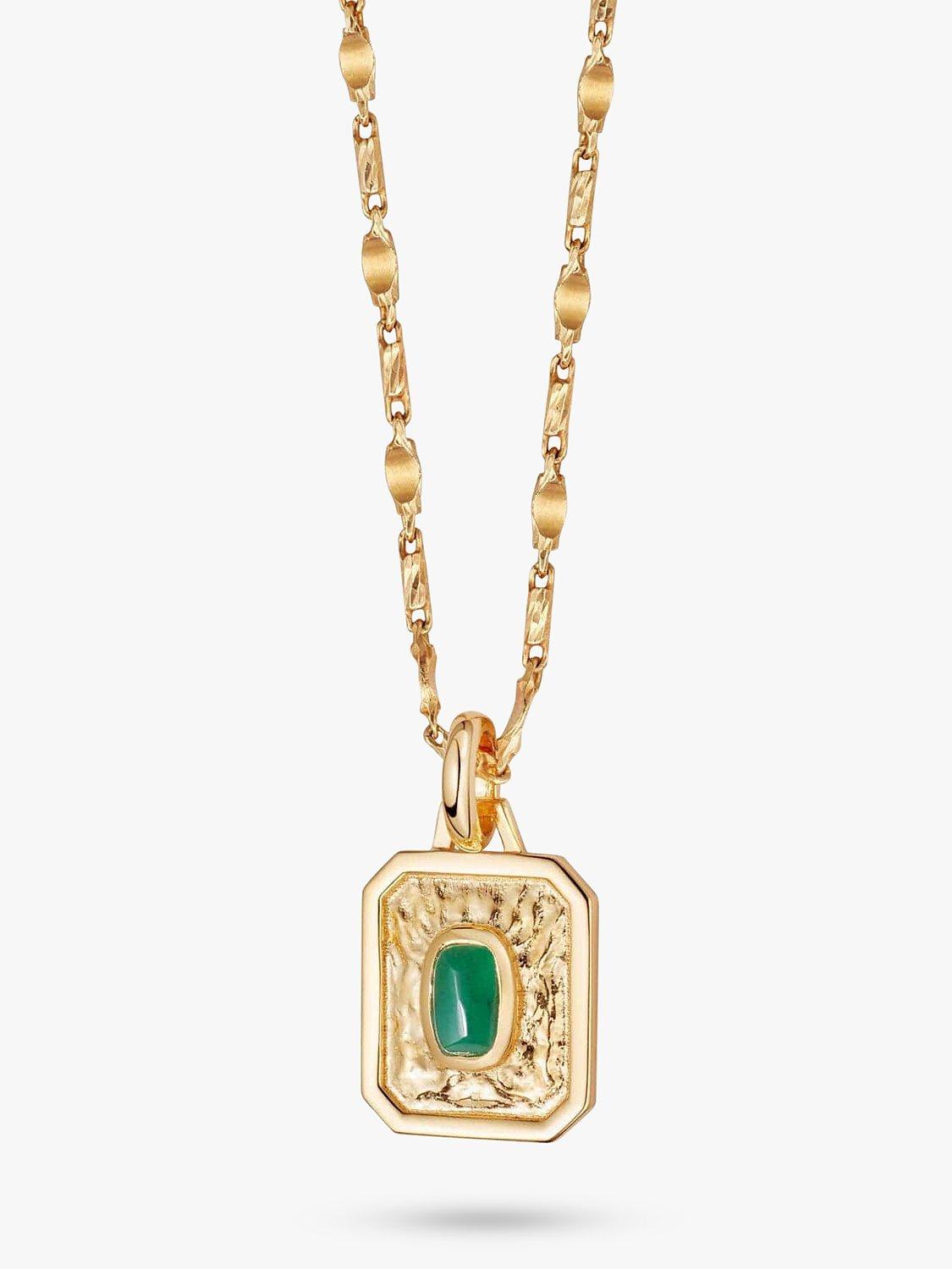 Daisy London Birthstone Pendant Necklace, Gold/Emerald