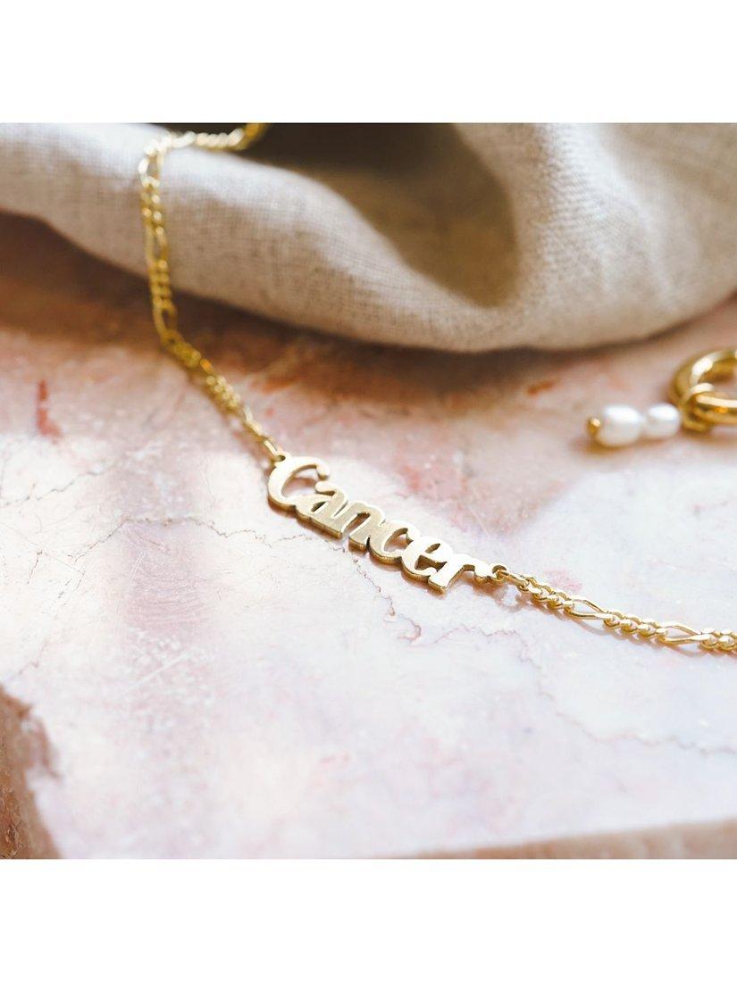 Daisy London Zodiac Nameplate Figaro Necklace, Cancer
