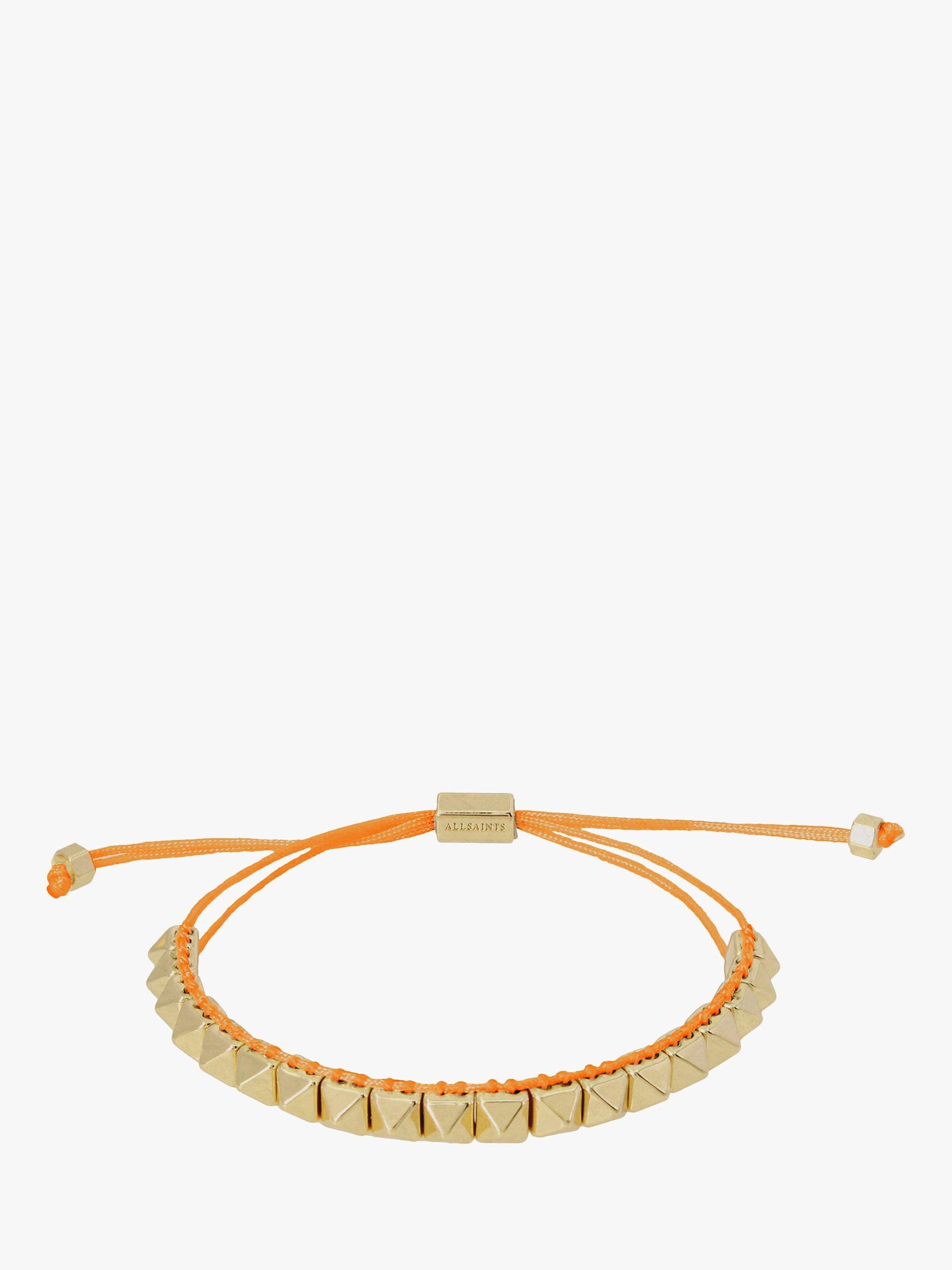 AllSaints Pyramid Beaded Slider Bracelet, Orange/Gold