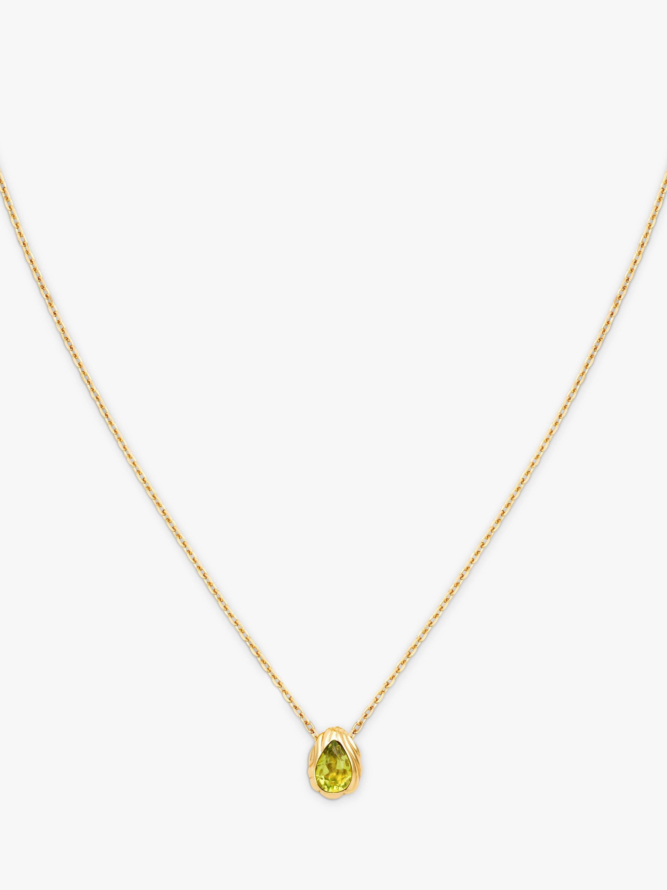 Astrid & Miyu Wave Olivine Pendant Necklace, Gold