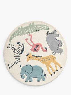 John Lewis Safari Round Wool Rug, Dia. 100cm, Multi, Multi