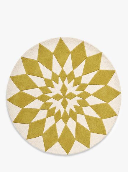 John Lewis Starburst Wool Rug, Dia. 100cm, Mustard