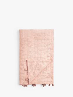 John Lewis Kids' Tassel Pure Cotton Quilted Throw, Plaster