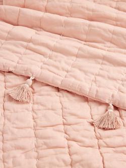 John Lewis Kids' Tassel Pure Cotton Quilted Throw - view 2, Plaster