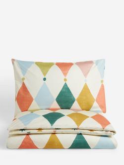 John Lewis Kids' Carnival Diamond Reversible Pure Cotton Duvet Cover and Pillowcase Set, Multi, Multi