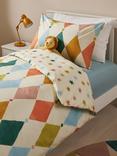 John Lewis Kids' Carnival Diamond Reversible Pure Cotton Duvet Cover and Pillowcase Set, Multi