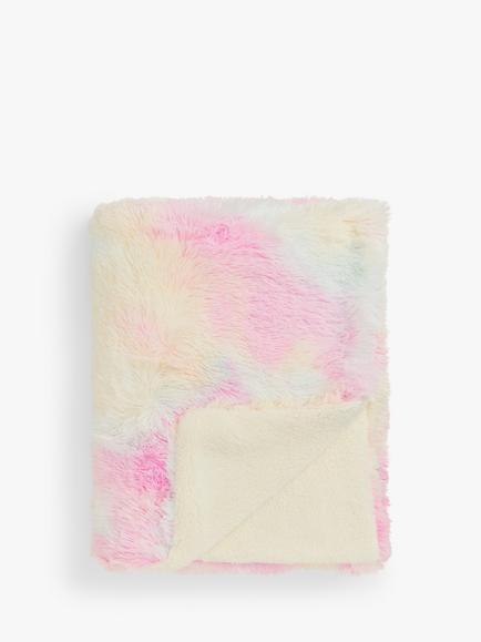 John Lewis Kids' Ombre Faux Fur Throw, Pink/Multi
