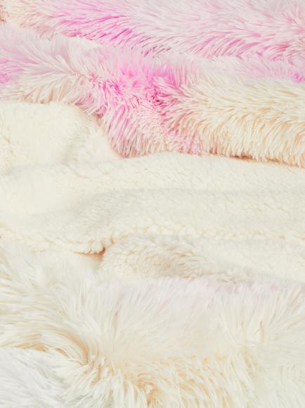 John Lewis Kids' Ombre Faux Fur Throw - view 2, Pink/Multi