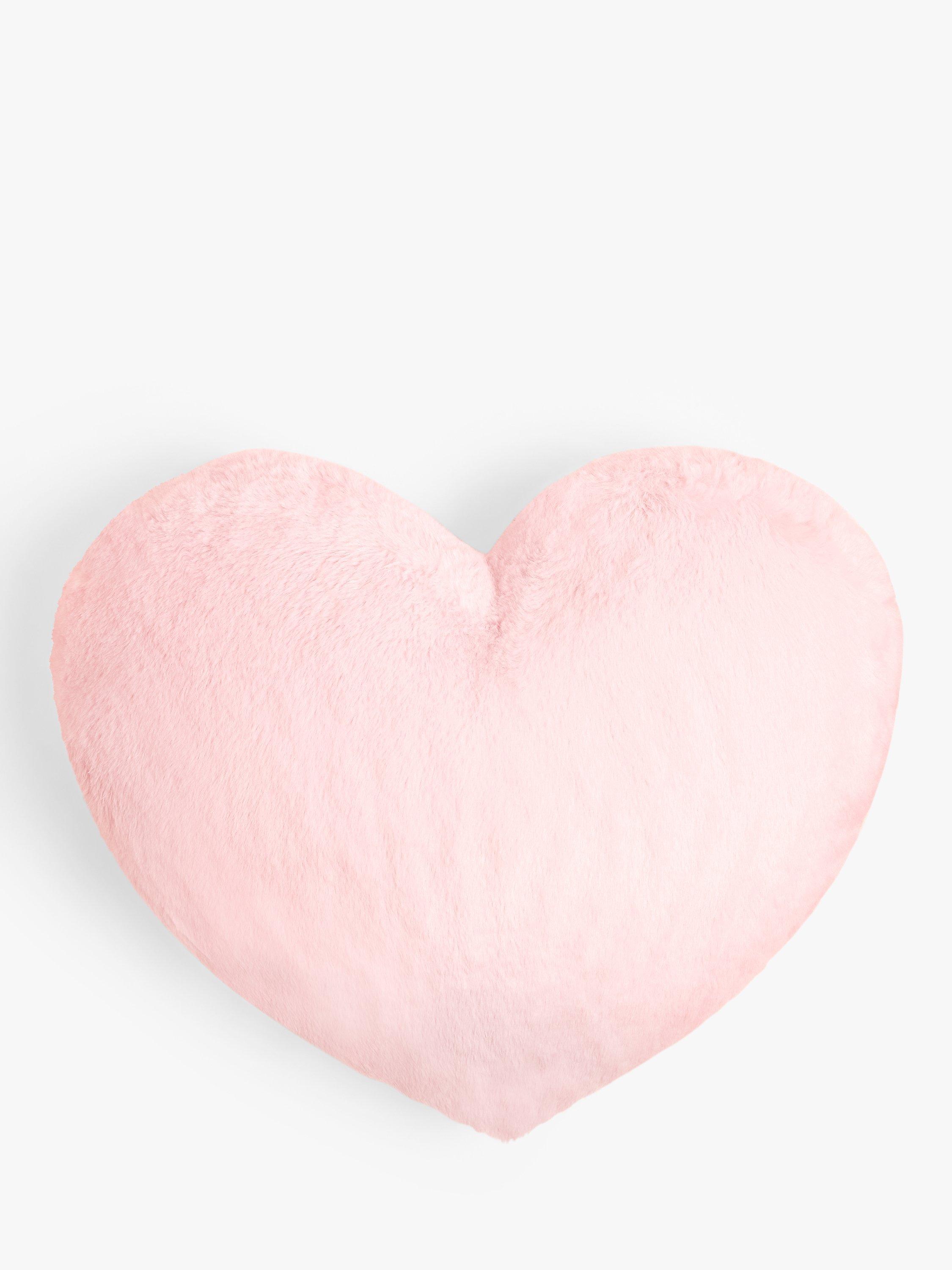 John Lewis Kids Faux Fur Heart Cushion Pale Pink