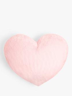 John Lewis Kids' Faux Fur Heart Cushion, Pale Pink