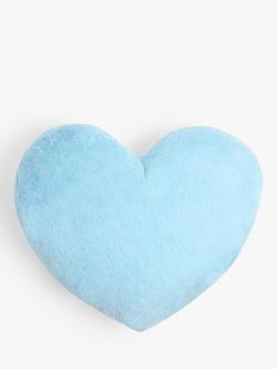 John Lewis Kids' Faux Fur Heart Cushion, Celeste
