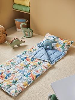 John Lewis Kids' Forest Dino Pure Cotton Sleepover Bag - view 2, Multi