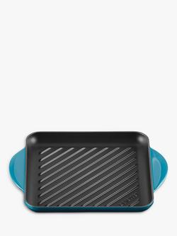 Le Creuset Essentials Cast Iron 24cm Skinny Square Grill - view 2, Deep Teal