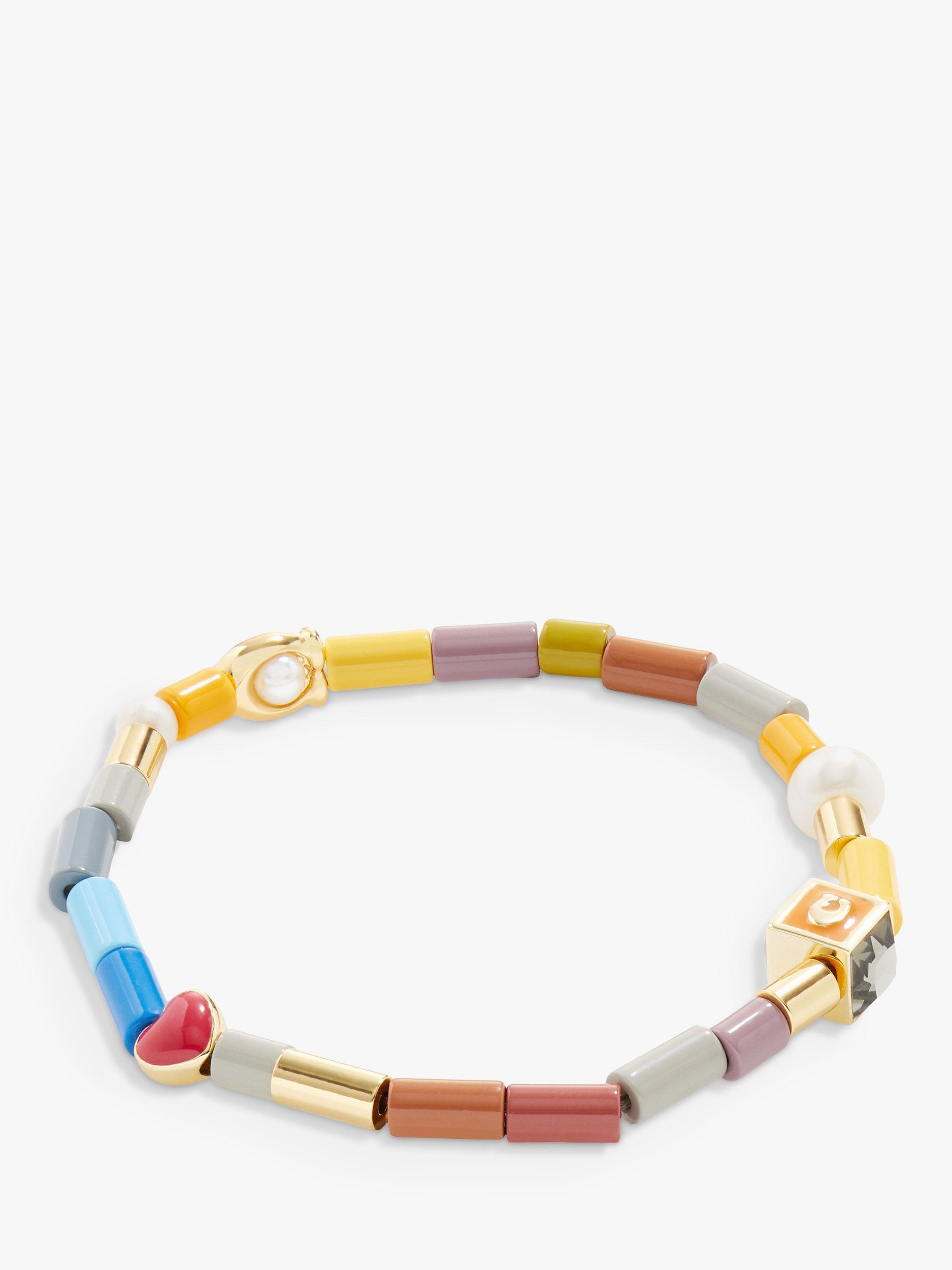 Coach Sculpted C Charm Beaded Bracelet, Multi