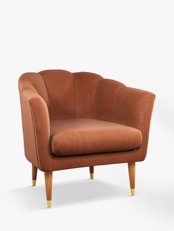 John Lewis + Swoon Enville Armchair, Dark Leg, Rust Velvet
