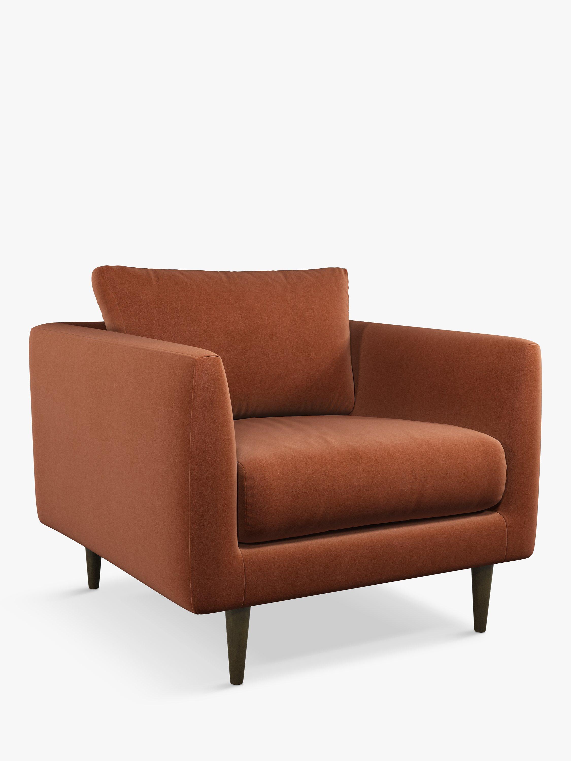 Latimer Range, John Lewis + Swoon Latimer Armchair, Dark Leg, Rust Velvet