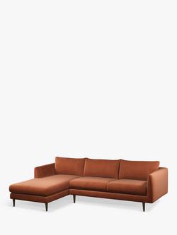 John Lewis + Swoon Latimer Large 3 Seater LHF Chaise End Sofa, Dark Leg, Rust Velvet