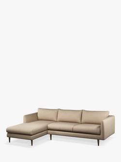 John Lewis + Swoon Latimer Large 3 Seater LHF Chaise End Sofa, Dark Leg, Stone Weave