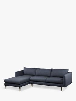 John Lewis + Swoon Latimer Large 3 Seater LHF Chaise End Sofa, Dark Leg, Denim Weave