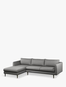 John Lewis + Swoon Latimer Large 3 Seater LHF Chaise End Sofa, Dark Leg, Nickel Weave