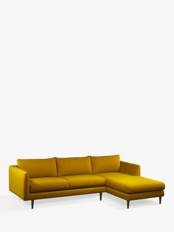 John Lewis + Swoon Latimer Large 3 Seater RHF Chaise End Sofa, Dark Leg, Turmeric Velvet