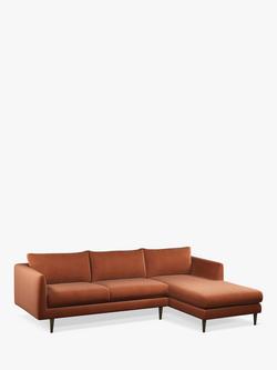 John Lewis + Swoon Latimer Large 3 Seater RHF Chaise End Sofa, Dark Leg, Rust Velvet