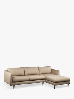 John Lewis + Swoon Latimer Large 3 Seater RHF Chaise End Sofa, Dark Leg, Stone Weave