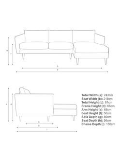John Lewis + Swoon Latimer Large 3 Seater RHF Chaise End Sofa, Dark Leg - view 2, Stone Weave