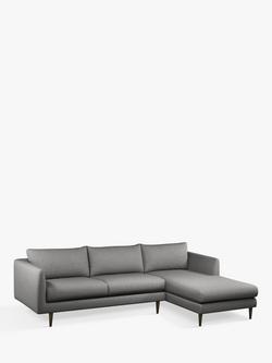 John Lewis + Swoon Latimer Large 3 Seater RHF Chaise End Sofa, Dark Leg, Nickel Weave