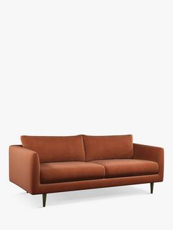 John Lewis + Swoon Latimer Large 3 Seater Sofa, Dark Leg, Rust Velvet