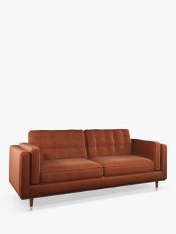 John Lewis + Swoon Lyon Large 3 Seater Sofa, Rust Velvet