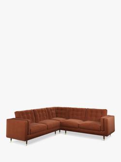 John Lewis + Swoon Lyon Grand 5 Seater Sofa, Dark Leg, Rust Velvet