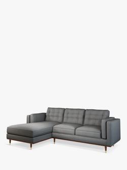 John Lewis + Swoon Lyon Grand 3 Seater LHF Chaise Sofa, Dark Leg, Nickel Weave