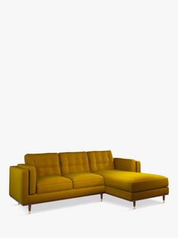 John Lewis + Swoon Lyon RHF Chaise End Sofa, Tumeric Velvet, Tumeric Velvet