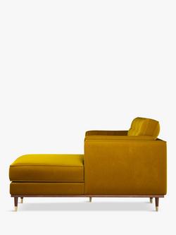 John Lewis + Swoon Lyon RHF Chaise End Sofa, Tumeric Velvet - view 2, Tumeric Velvet