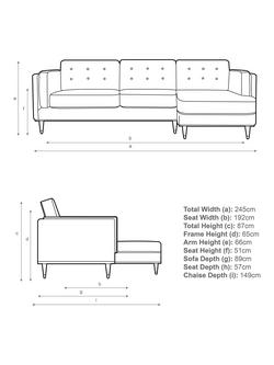 John Lewis + Swoon Lyon Grand 3 Seater RHF Chaise Sofa, Dark Leg - view 2, Rust Velvet