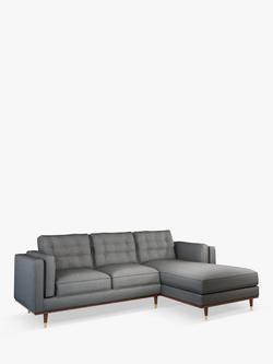 John Lewis + Swoon Lyon Grand 3 Seater RHF Chaise Sofa, Dark Leg, Nickel Weave