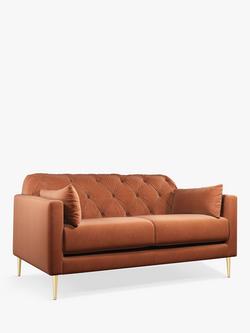 John Lewis + Swoon Mendel Medium 2 Seater Sofa, Metal Leg, Rust Velvet