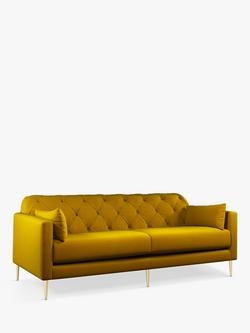 John Lewis + Swoon Mendel Large 3 Seater Sofa, Metal Leg, Turmeric Velvet