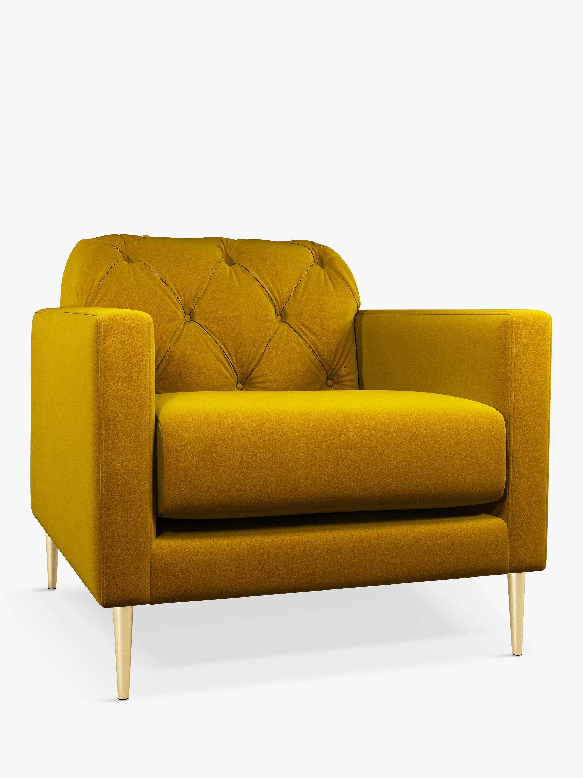 Mendel Range, John Lewis + Swoon Mendel Armchair, Metal Leg, Turmeric Velvet