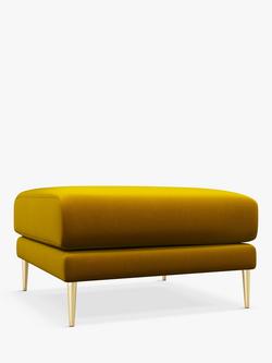 John Lewis + Swoon Mendel Ottoman, Metal Leg, Turmeric Velvet